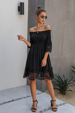 Load image into Gallery viewer, Shoulder Plain Lace Dress
