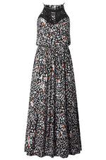 Load image into Gallery viewer, Hollow Lace Spliting Printed Dress
