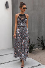Load image into Gallery viewer, Hollow Lace Spliting Printed Dress

