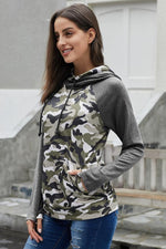 Load image into Gallery viewer, Contrast Sleeve Camouflage Hoodie

