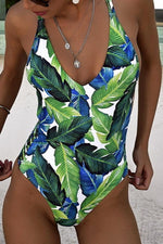 Load image into Gallery viewer, Leaf Printed Halter One-Piece Swimsuit
