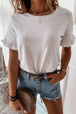 Load image into Gallery viewer, Ruffles Short Sleeve All-Match Loose T-Shirt
