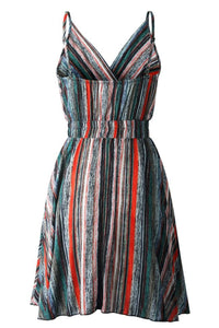 Coloful Stripe V Neck Slip Dress