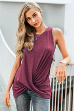 Load image into Gallery viewer, Sleeveless Twist Knot Loose T-Shirt
