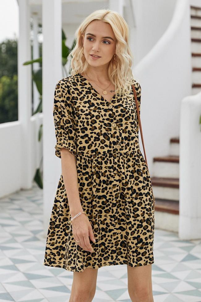 Leopards V-Neck Dress