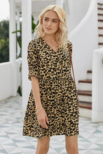 Load image into Gallery viewer, Leopards V-Neck Dress
