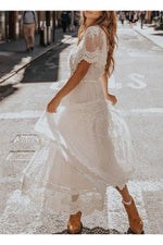 Load image into Gallery viewer, Short Sleeves Aline Skater Elegant Maxi Dress
