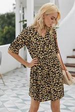 Load image into Gallery viewer, Leopards V-Neck Dress
