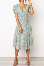 V Neck Wrap Maxi Dress – Floral Printed – TheGlamourLady.com