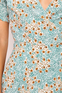 V Neck Wrap Maxi Dress – Floral Printed