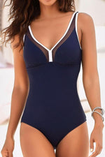 Load image into Gallery viewer, Pure Collor Screen Spliced One-Piece Swimsuit
