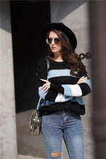 Load image into Gallery viewer, Shoulder Button Striped Knit Sweater
