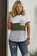 Load image into Gallery viewer, Stripe Contrast Panel Crew T-Shirt
