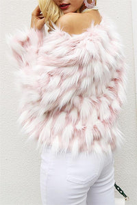Chic Pink Party Fluffy Faux Fur Coat
