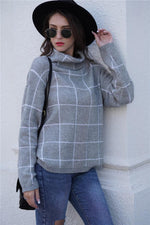 Load image into Gallery viewer, Chic Turtleneck Loose Plaid Sweater
