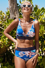 Load image into Gallery viewer, Elastic Band High Waisted Floral Bikini Set
