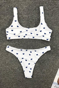 Heart Pattern Print Split Bikini