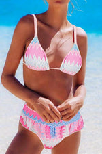 Load image into Gallery viewer, Split Color Striped Ruffle Bikini
