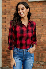 Load image into Gallery viewer, Versatile Plaid Roll Sleeve Shirt
