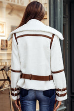 Load image into Gallery viewer, Turndown Collar Parka Sash Shaggy Jacket
