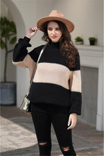 Load image into Gallery viewer, Wide Stripe High Collar Loose Pullover
