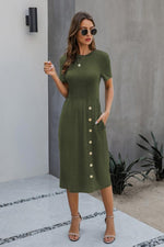 Load image into Gallery viewer, Button Casual Plain Knitting Dress

