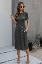 Load image into Gallery viewer, Button Casual Plain Knitting Dress
