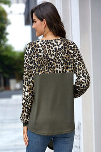 Leopard Print Long-Sleeved T-Shirt