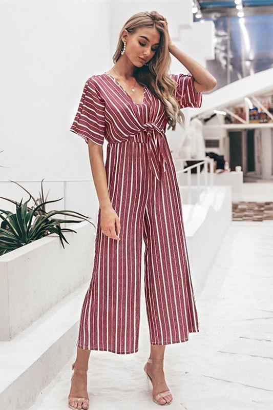 Tell The News Striped Jumpsuit.