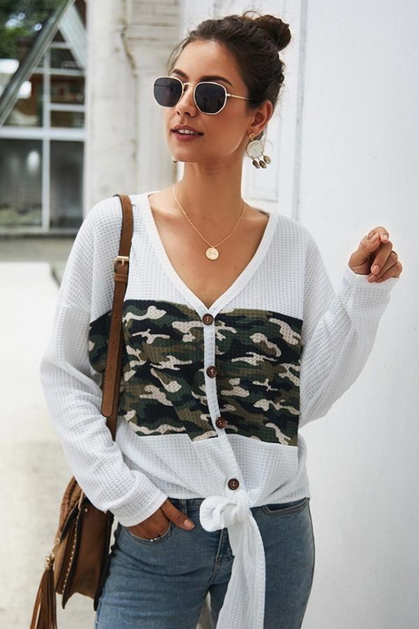 Single Breasted Front Knot Sweater