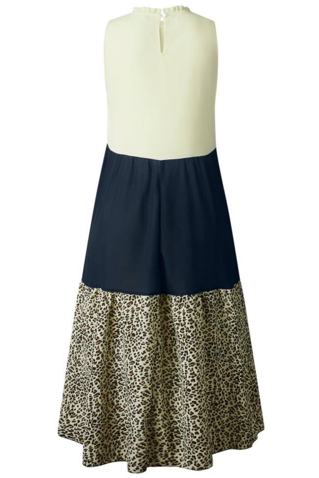 Irregular Leopard Spliting Dress