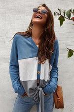 Load image into Gallery viewer, V Neck Color Block Cardigan
