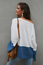 Load image into Gallery viewer, Color Block Flare Sleeve Loose Sweater
