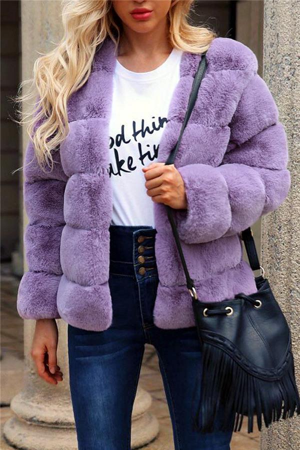 Elegant Thick Fluffy Faux Fur Coat