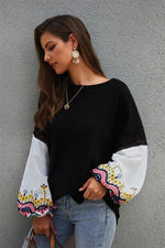 Load image into Gallery viewer, Embroidery Lantern Sleeve Loose Sweater
