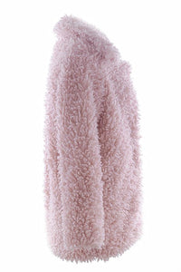 Casual Pink Faux Fur Long Coat