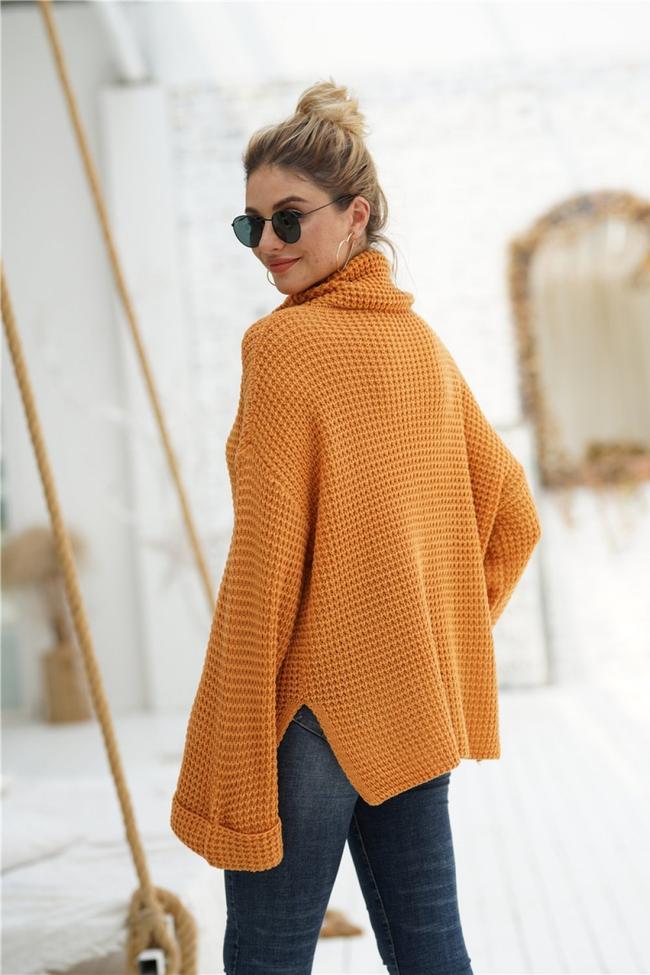Solid Color High Neck Loose Sweater