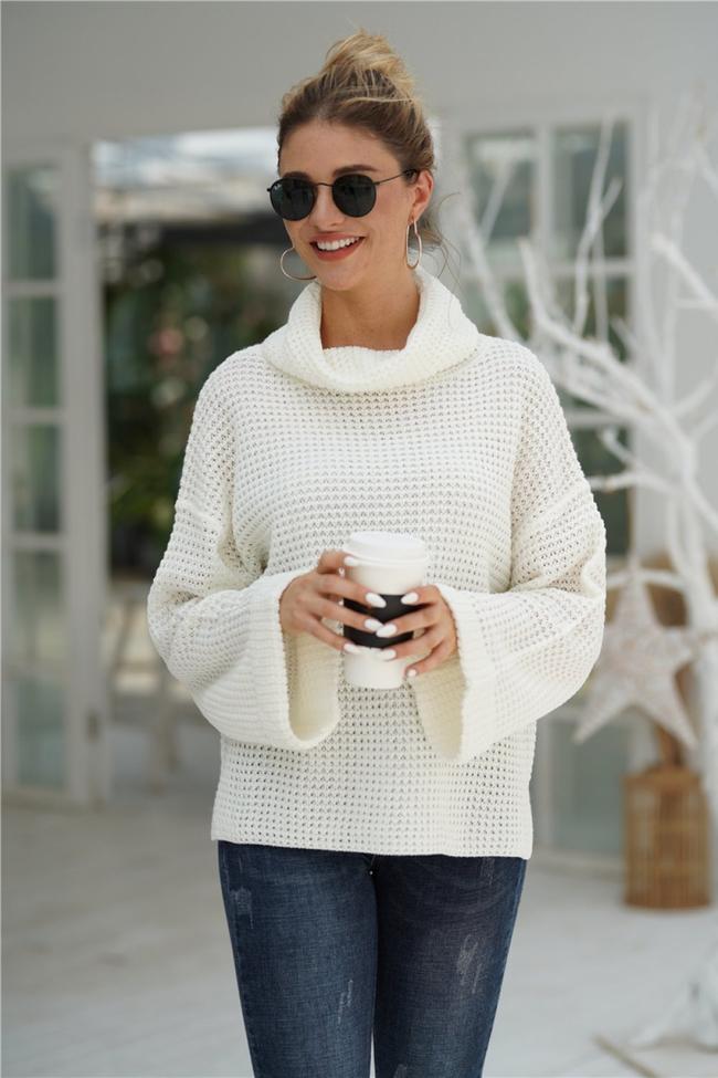 Solid Color High Neck Loose Sweater