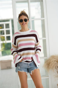 Leisure Striped Long-Sleeve Sweater