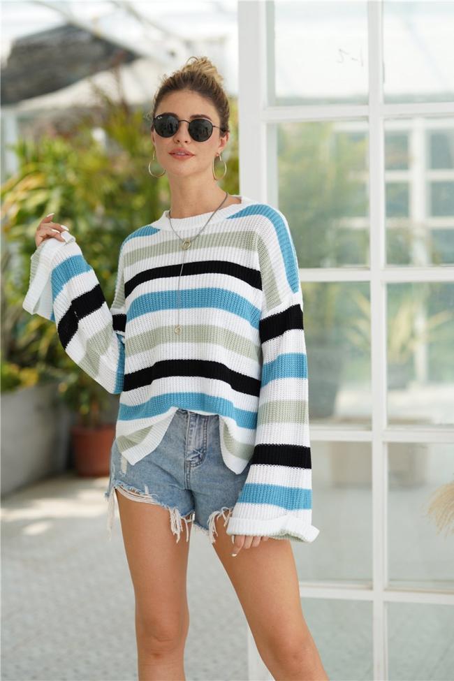 Leisure Striped Long-Sleeve Sweater