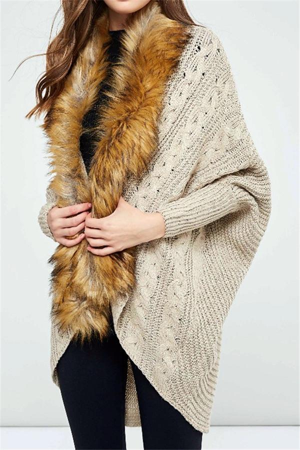 Buffy Faux Fur Cable Knit Cardigan