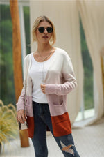 Load image into Gallery viewer, Color Block Double Pockets Cardigan
