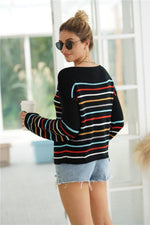 Load image into Gallery viewer, Loose Striped Round Neck Sweater
