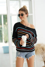 Load image into Gallery viewer, Loose Striped Round Neck Sweater
