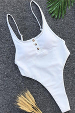 Load image into Gallery viewer, Pure Color Buttons One-Piece Swimsuit

