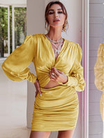 Load image into Gallery viewer, Front Rushed Glamaker Twist Satin Dress
