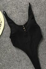 Load image into Gallery viewer, Pure Color Buttons One-Piece Swimsuit

