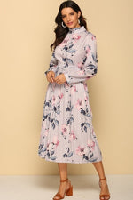 Load image into Gallery viewer, Pleated Long Sleeves Lilac Dress – Floral Printed
