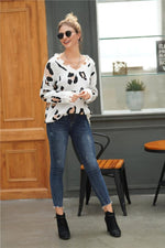 Load image into Gallery viewer, Leopard Frayed Hem Loose Sweater
