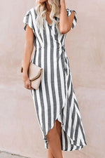 Load image into Gallery viewer, Stripe Wrap Midi Dress
